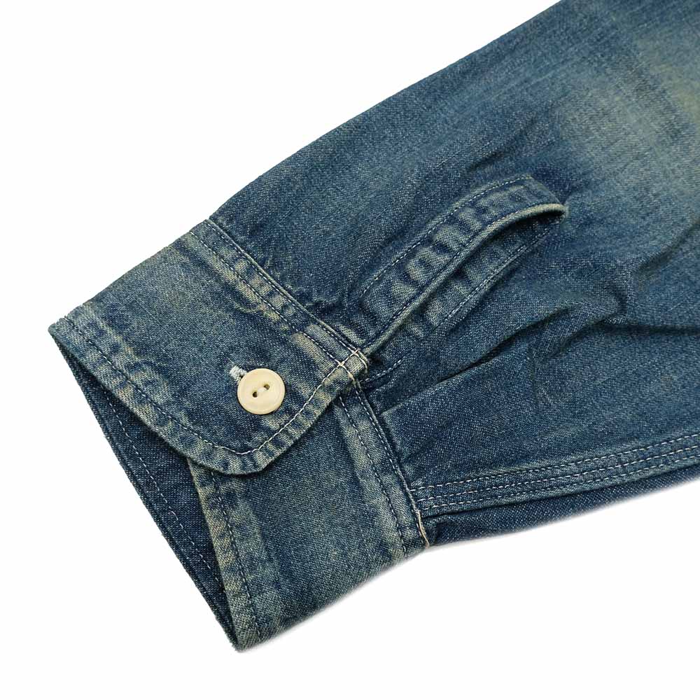 SUGAR CANE - BLUE DENIM WORK SHIRT AGED MODEL - SC29474