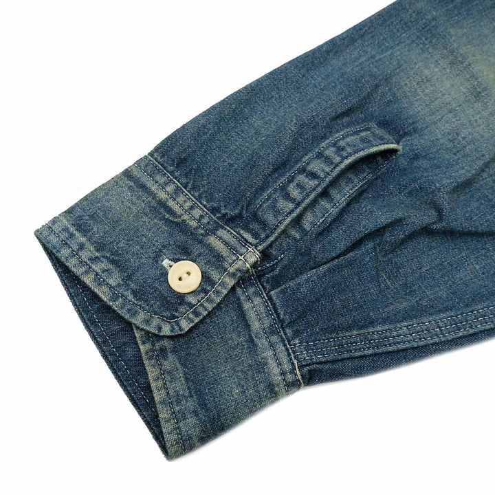SUGAR CANE - BLUE DENIM WORK SHIRT AGED MODEL - SC29474