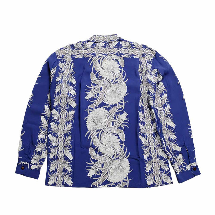 SUN SURF - L/S RAYON HAWAIIAN SHIRT - NIGHT BLOOMING CEREUS BORDER - SS29602