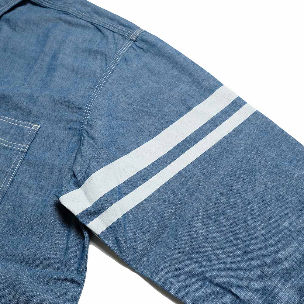 MOMOTARO JEANS - TRIPLE STITCH L/S CHAMBRAY SHIRT - TWO STRIPES - MMLS3000