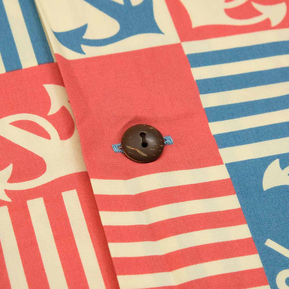 SUN SURF - COTTON BROAD OPEN SHIRT - ANCHOR SQUARES - SS39506