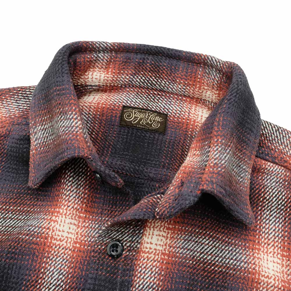 SUGAR CANE - Add Human Labor - OMBRE PLAID HEAVY FLANNEL L/S WORK SHIRT - SC29203