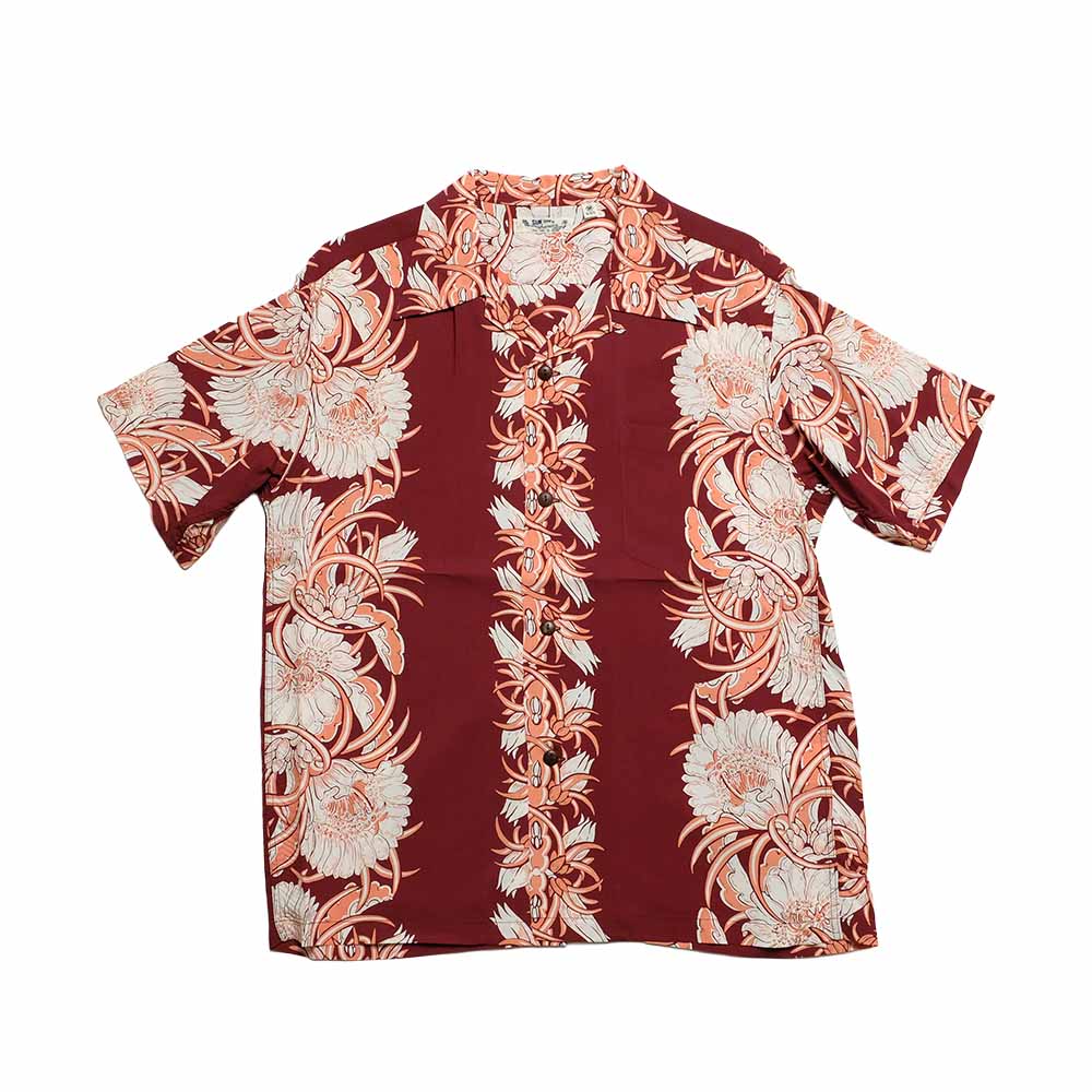 SUN SURF - S/S RAYON HAWAIIAN SHIRT - NIGHT BLOOMING CEREUS BORDER - SS39612