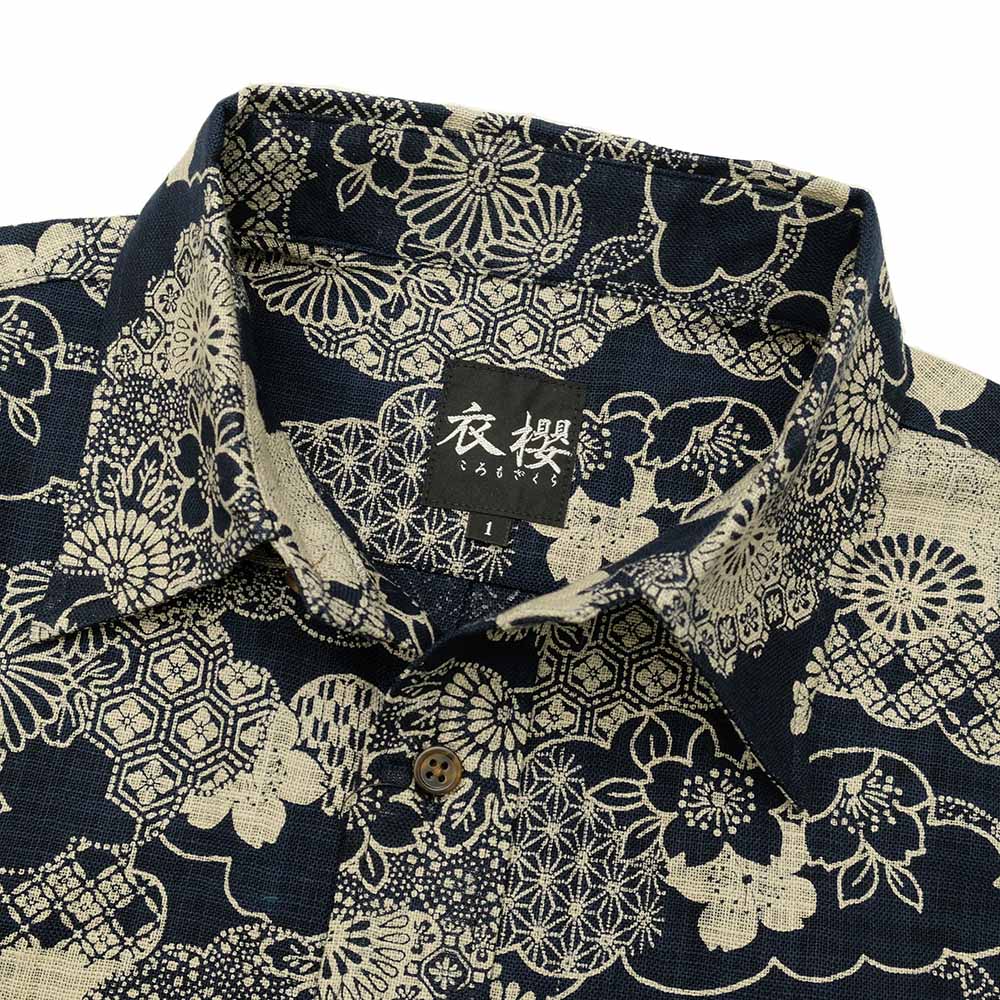 衣櫻 - ムラ糸クロス素材 - 長袖レギュラーカラーシャツ - 雲取 - SA1595