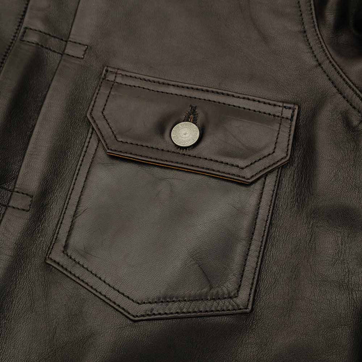 SUGAR CANE - BLACK HORSEHIDE LEATHER JACKET 1953 MODEL - SC80681