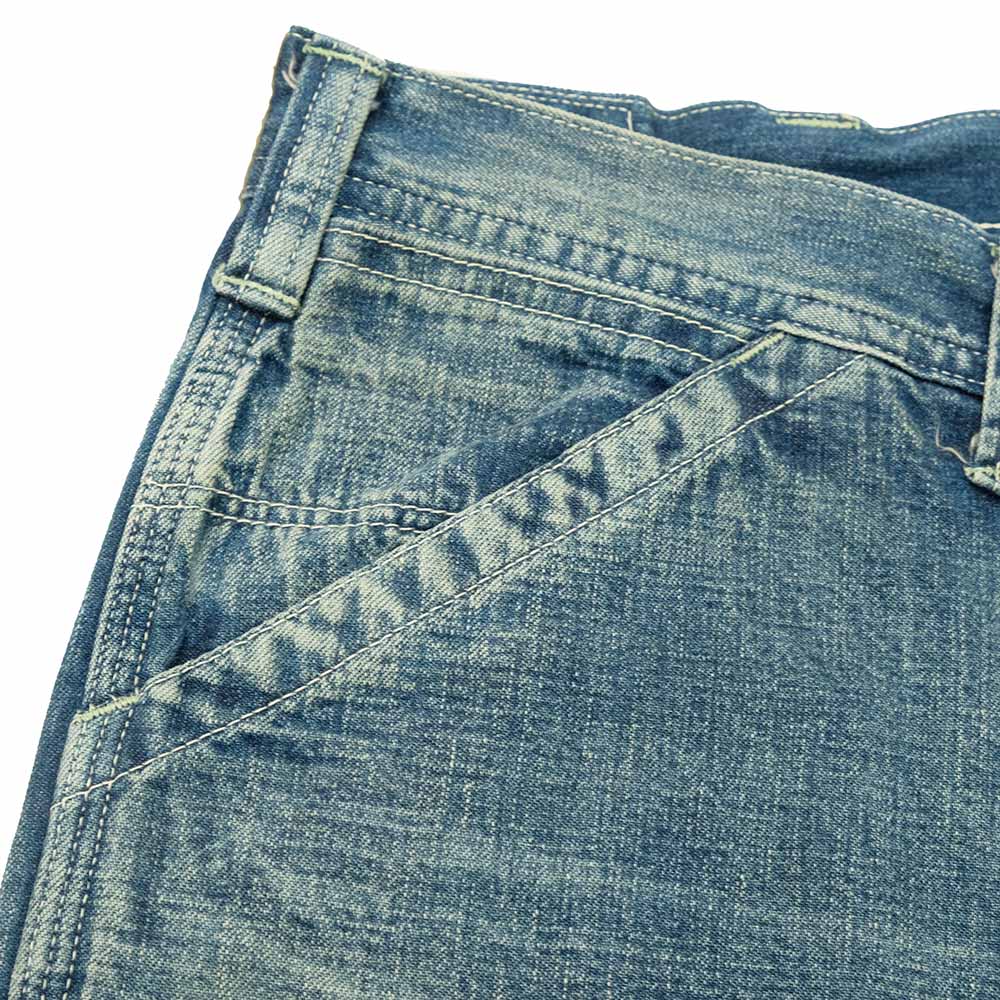 SUGAR CANE - 11oz. BLUE DENIM WORK PANTS - AGED MODEL - SC42549