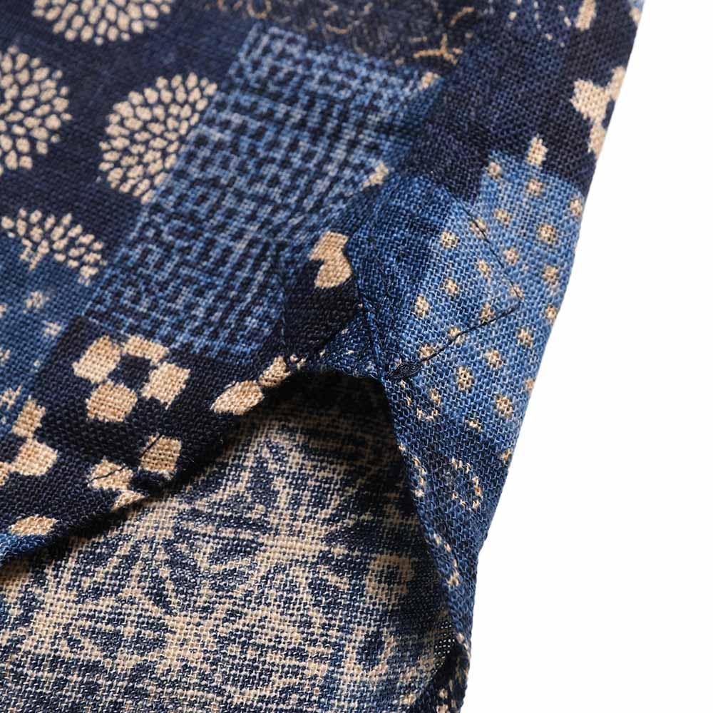 KOROMO ZAKURA - Uneven Yarn Cloth - Long-Sleeve Regular Shirt - Oshima-style patchwork pattern - SA1783