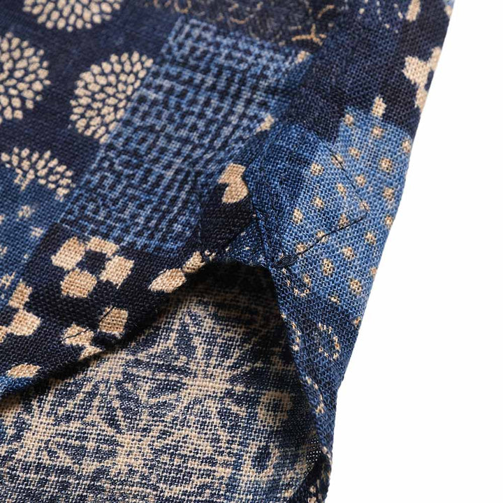KOROMO ZAKURA - Uneven Yarn Cloth - Long-Sleeve Regular Shirt - Oshima-style patchwork pattern - SA1783