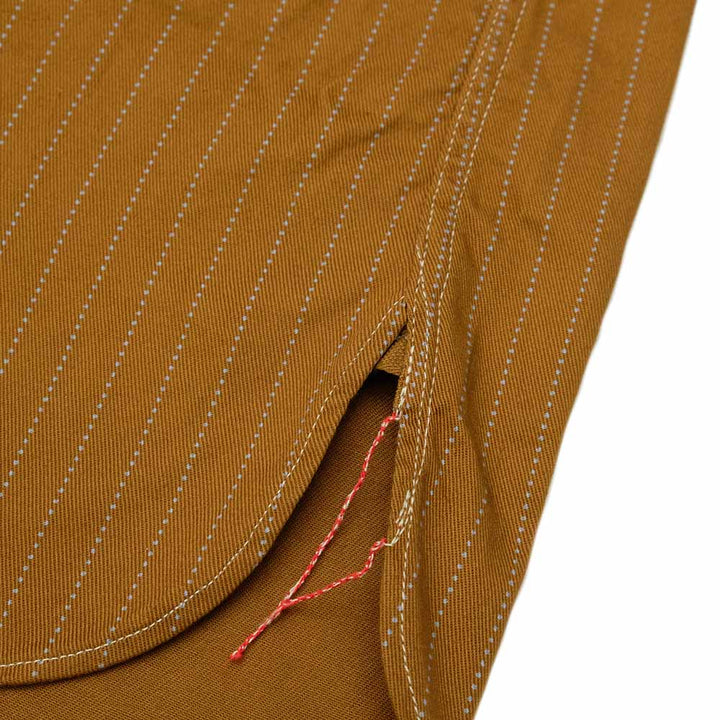 SUGAR CANE - FICTION ROMANCE - 8.5oz. BROWN WABASH STRIPE - S/S WORK SHIRT - SC38700