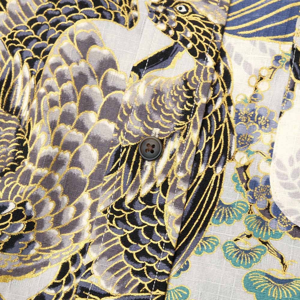 KOROMO ZAKURA - Southern Cloth - Long-Sleeve Regular Shirt - Hawk depicted with Japanese traditional technique, KINSAI-style - SA1727