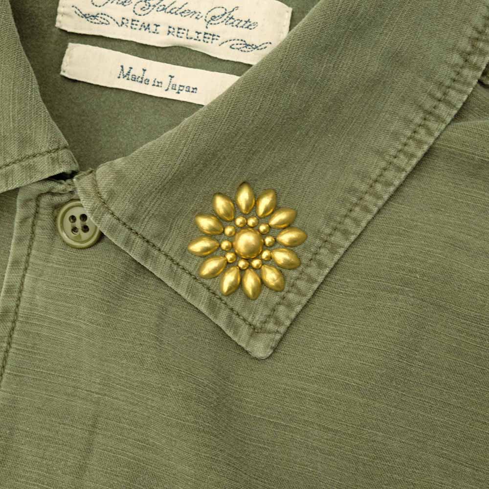 REMI RELIEF - WIDE MILITARY SHIRT - Big Flower Studs - RN2043SDP