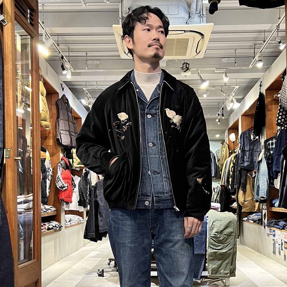 OLD JOE BRAND - STUNNING VELVET SOUVENIR JACKET - Niwatori(Rooster) to Hiyoko(Chick) - 252OJ-JK12