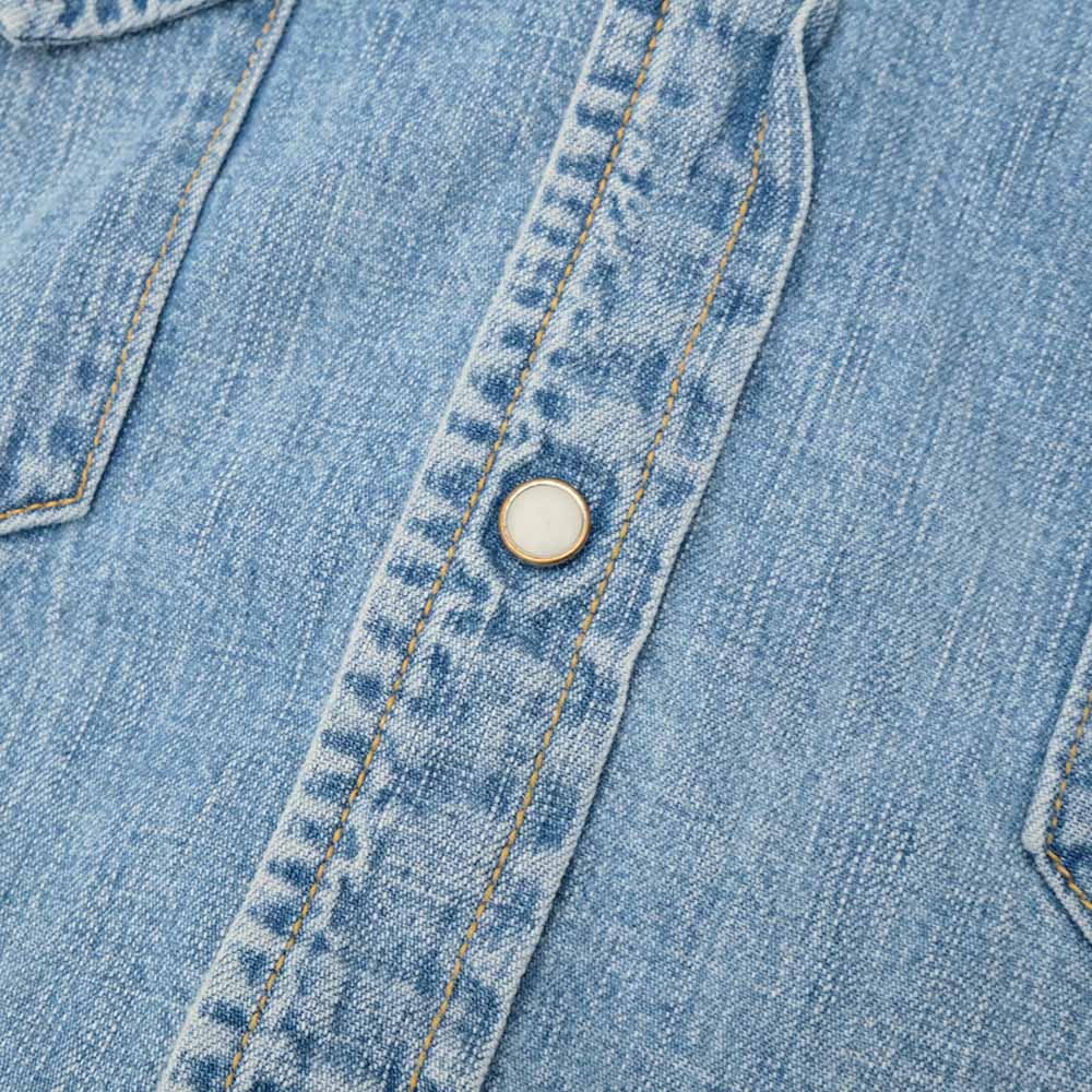 REMI RELIEF - DENIM WESTERN SHIRT - Small Flower Studs - RN2014SDP