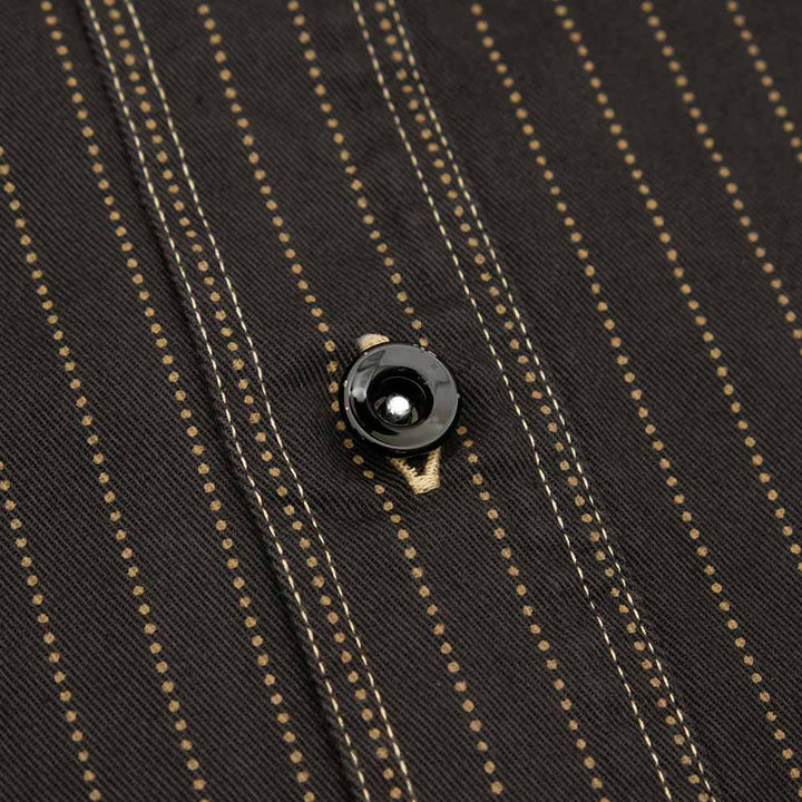 SUGAR CANE - FICTION ROMANCE - 8.5oz. BLACK WABASH STRIPE WORK SHIRT - SC29585