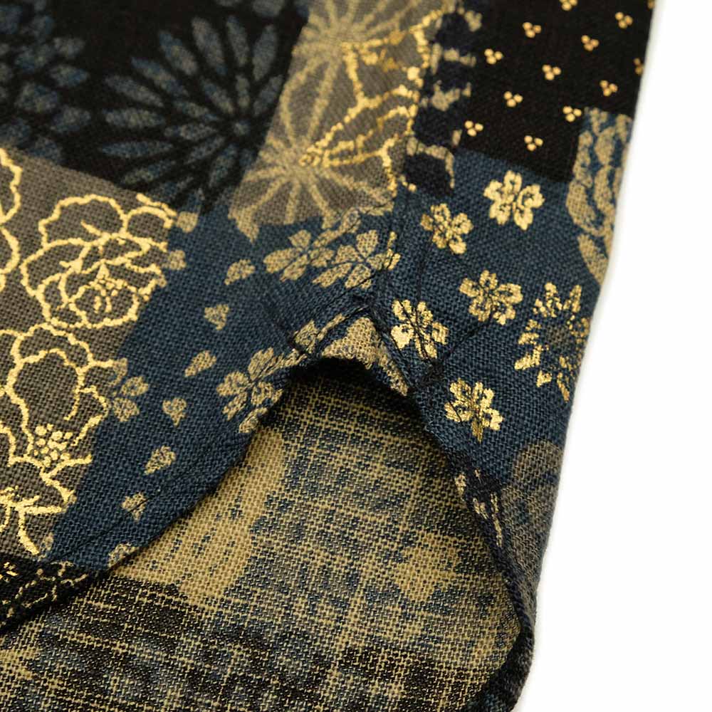 衣櫻 - ムラ糸クロス素材 長袖レギュラーシャツ - 大島紬調パッチワークプリント - SA1668