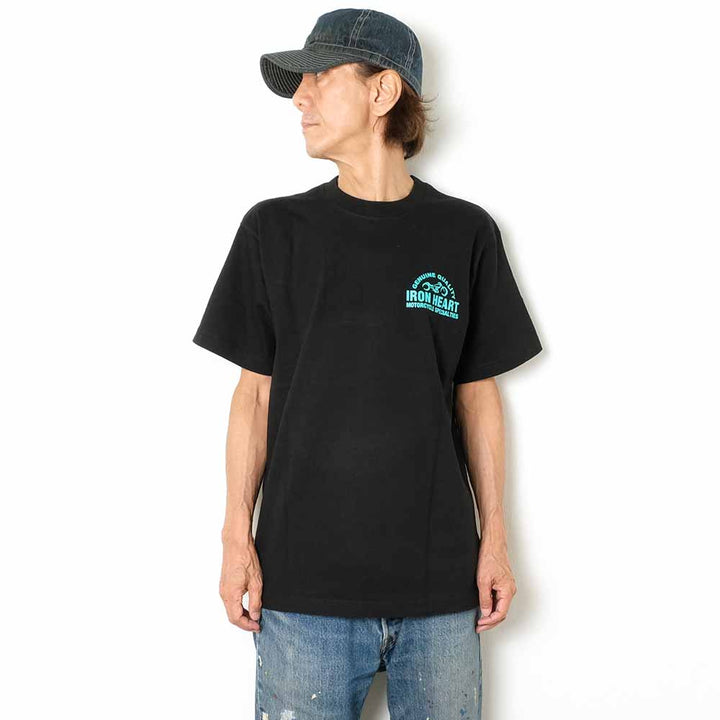IRON HEART - 7.5oz HEAVY BODY PRINT T-SHIRT - Bike & Logo - IHT-2504