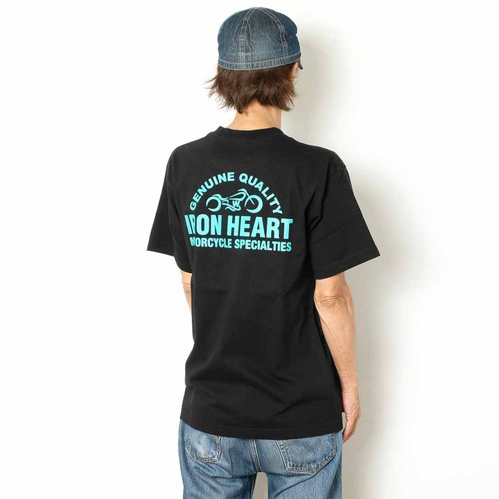 IRON HEART - 7.5oz HEAVY BODY PRINT T-SHIRT - Bike & Logo - IHT-2504