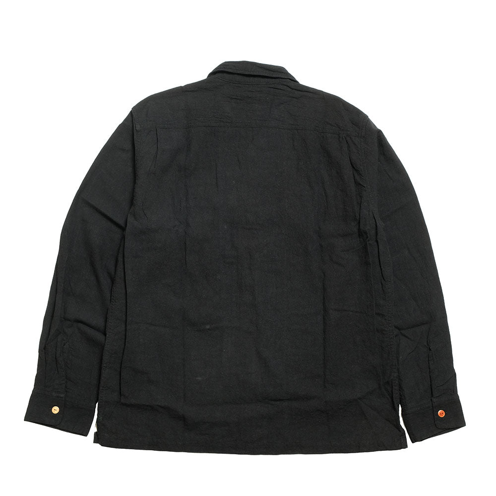 BURGUS PLUS - Open Collar Cotton Linen L/S Shirt - BP25501