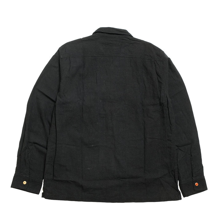 BURGUS PLUS - Open Collar Cotton Linen L/S Shirt - BP25501