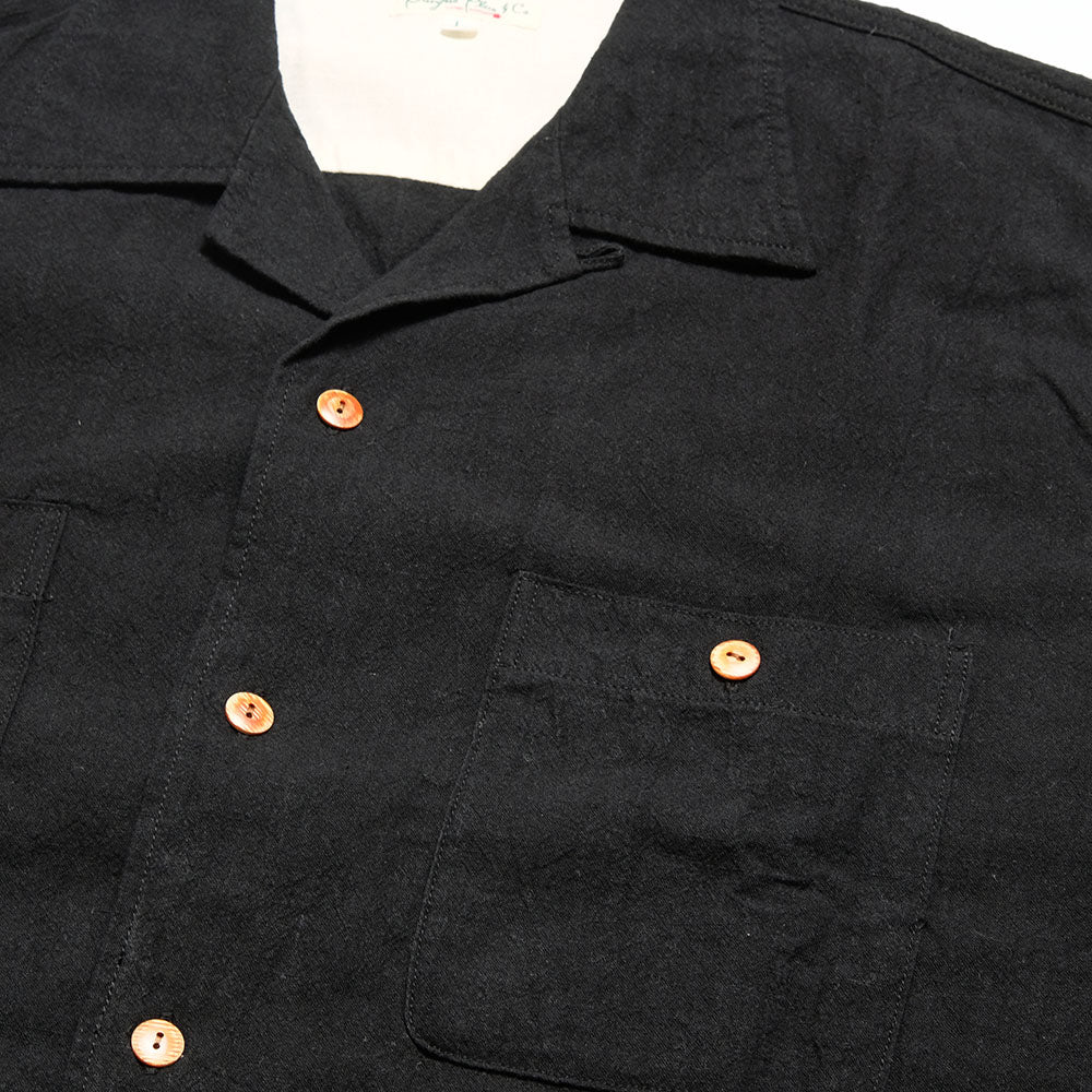 BURGUS PLUS - Open Collar Cotton Linen L/S Shirt - BP25501