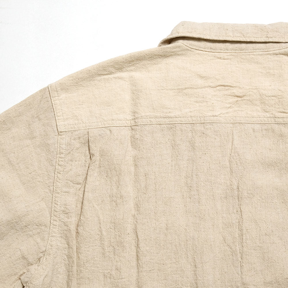 BURGUS PLUS - Open Collar Cotton Linen L/S Shirt - BP25501