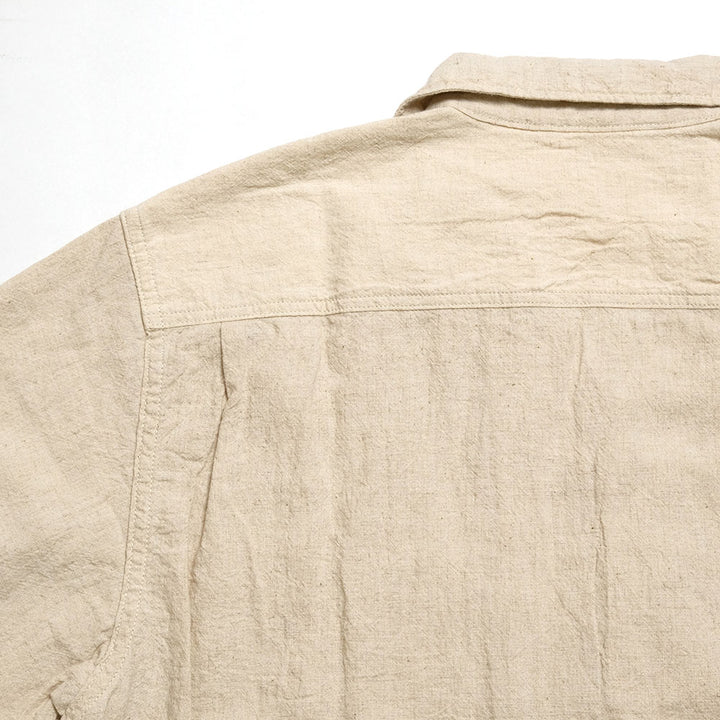 BURGUS PLUS - Open Collar Cotton Linen L/S Shirt - BP25501