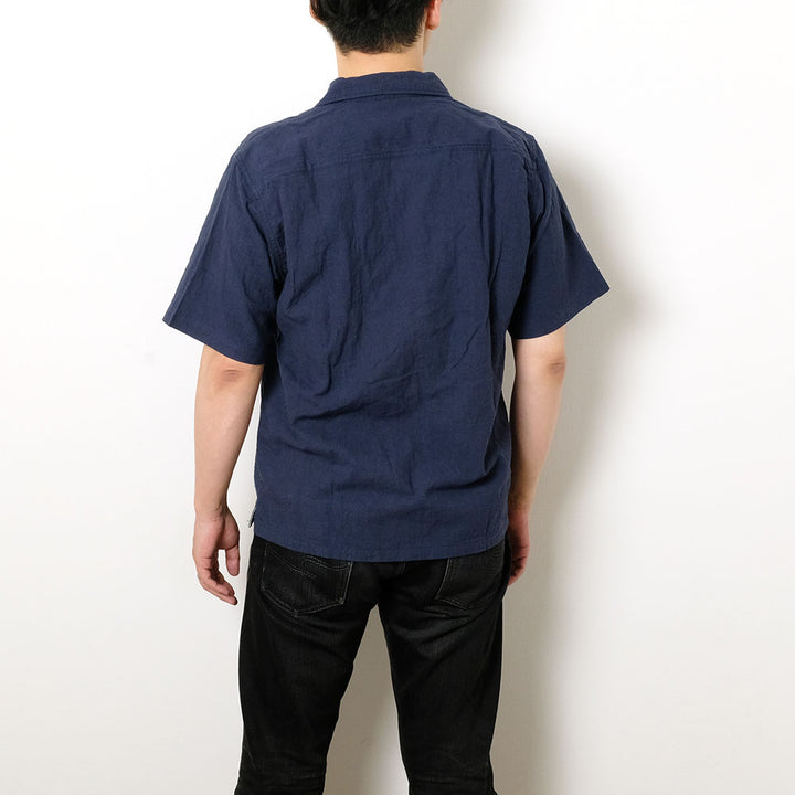 BURGUS PLUS - Open Collar Cotton Linen S/S Shirt - BP25502