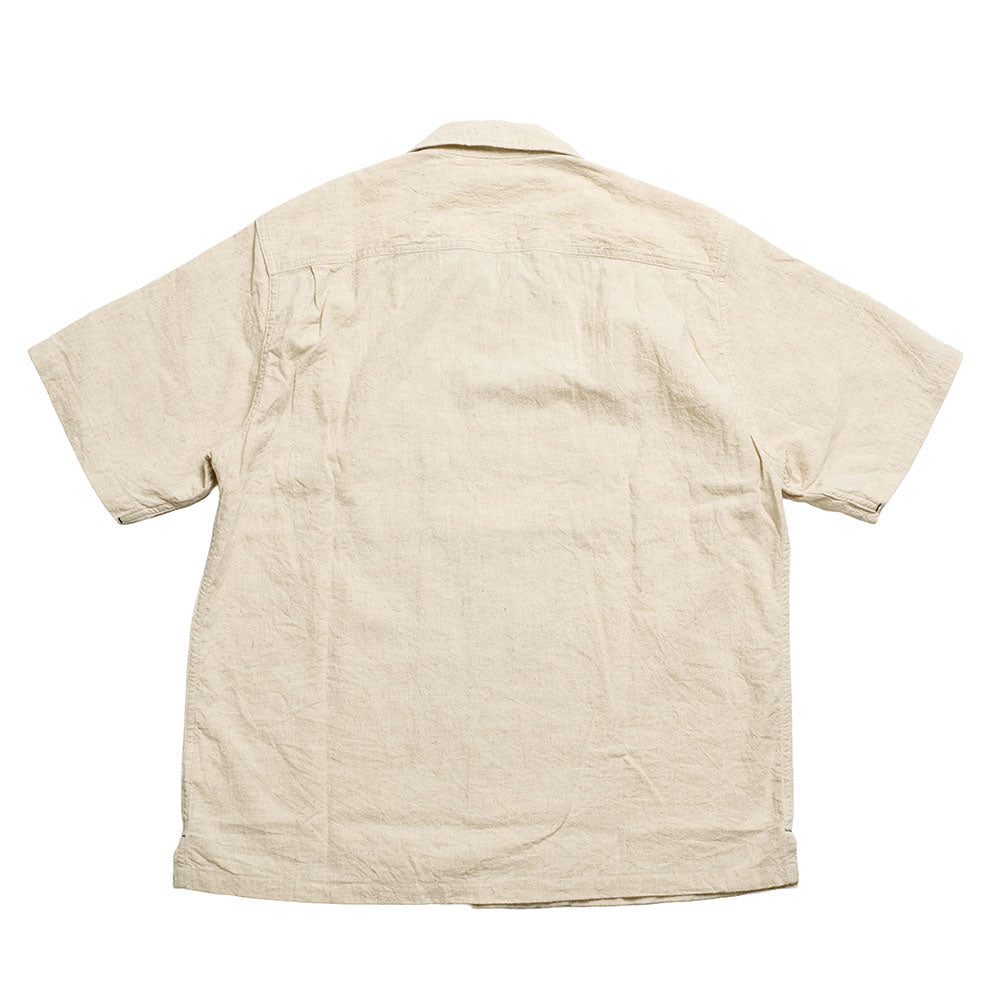 BURGUS PLUS - Open Collar Cotton Linen S/S Shirt - BP25502