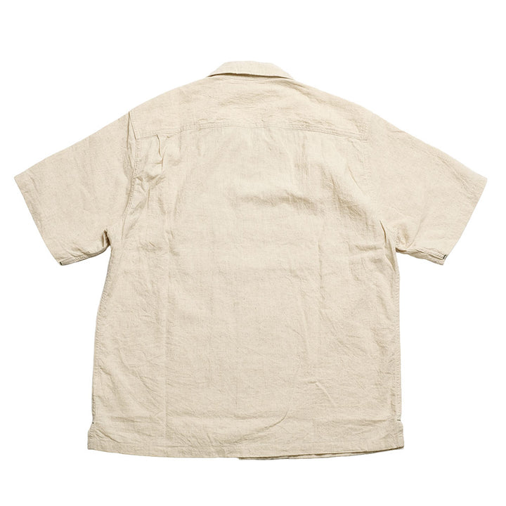 BURGUS PLUS - Open Collar Cotton Linen S/S Shirt - BP25502