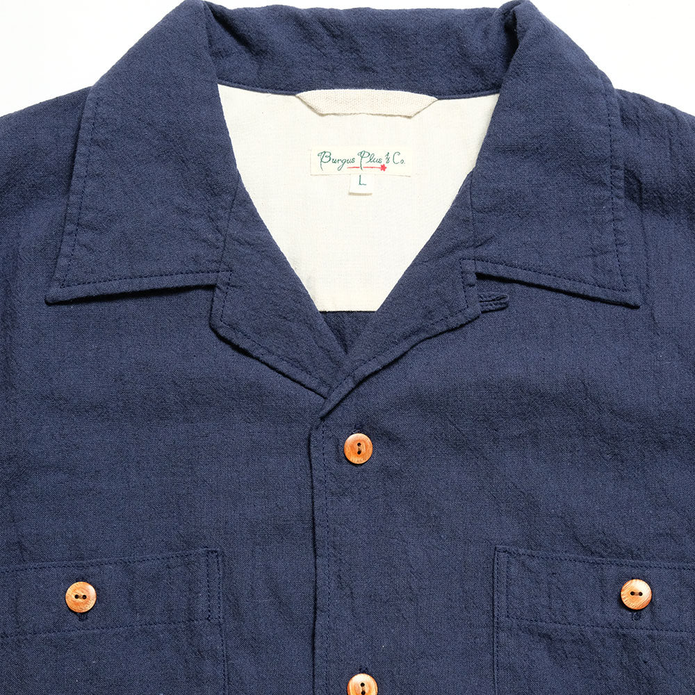 BURGUS PLUS - Open Collar Cotton Linen S/S Shirt - BP25502