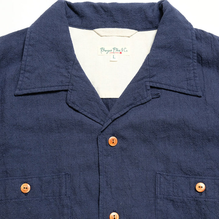 BURGUS PLUS - Open Collar Cotton Linen S/S Shirt - BP25502