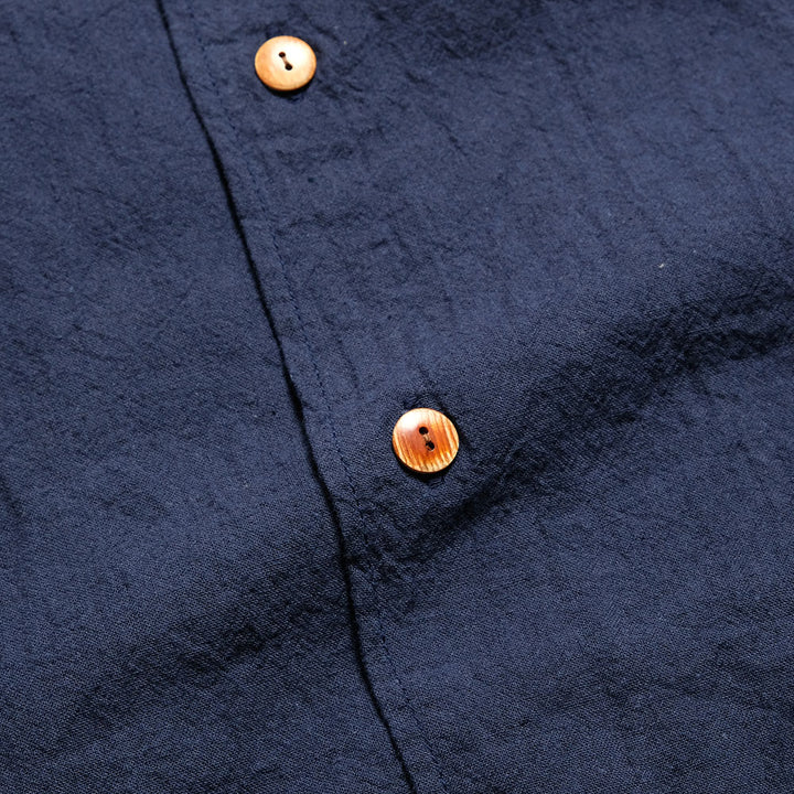 BURGUS PLUS - Open Collar Cotton Linen S/S Shirt - BP25502