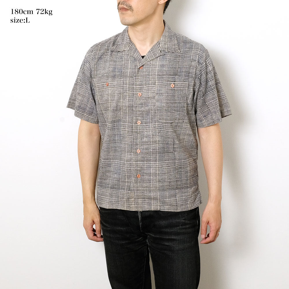 BURGUS PLUS - Open Collar Batik Shirt - BP25503-NV