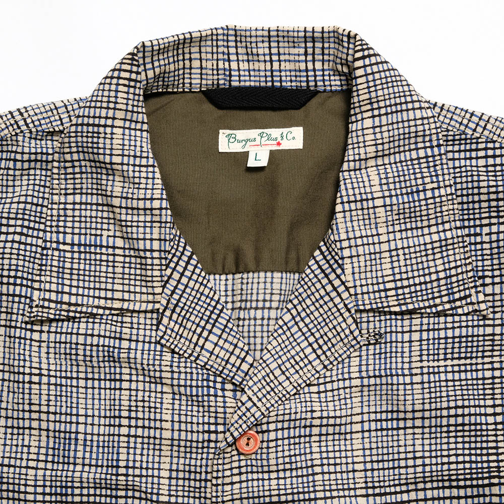 BURGUS PLUS - Open Collar Batik Shirt - BP25503-NV