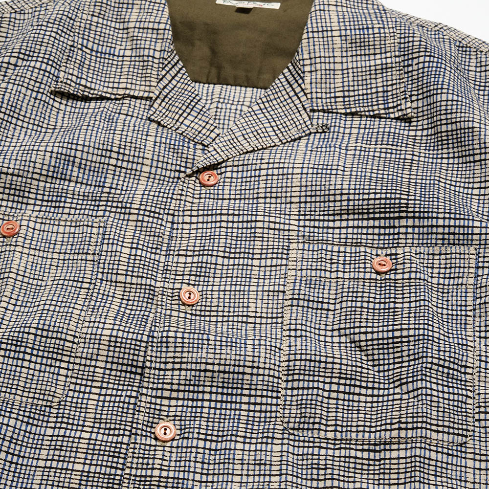 BURGUS PLUS - Open Collar Batik Shirt - BP25503-NV