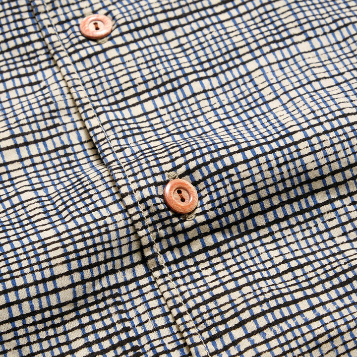 BURGUS PLUS - Open Collar Batik Shirt - BP25503-NV