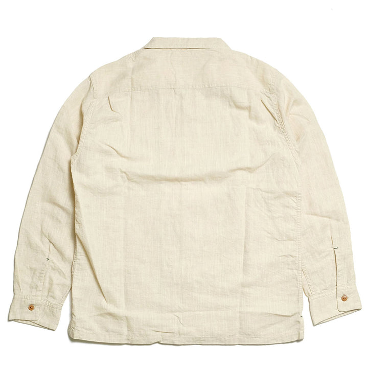 BURGUS PLUS - Open Collar Cotton Linen L/S Shirt - BP26501