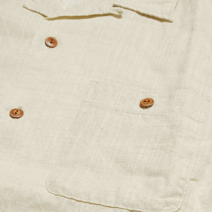 BURGUS PLUS - Open Collar Cotton Linen L/S Shirt - BP26501