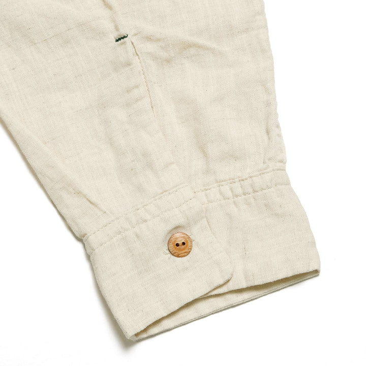 BURGUS PLUS - Open Collar Cotton Linen L/S Shirt - BP26501