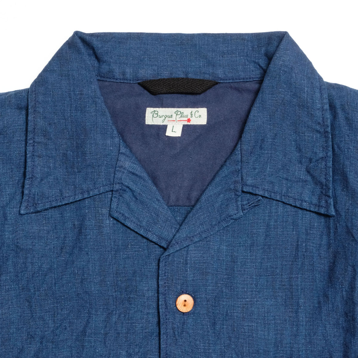 BURGUS PLUS - Indigo Open Collar Linen L/S Shirt - BP26502