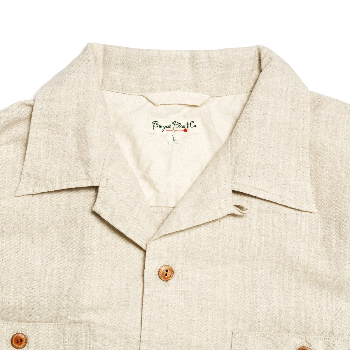 BURGUS PLUS - Open Collar Cotton Linen S/S Shirt - BP26503