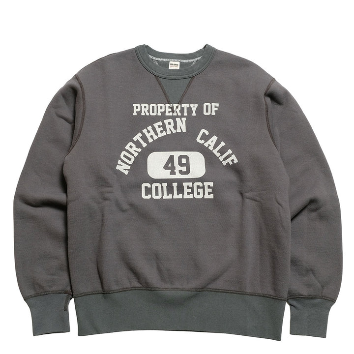 BARNS - HINOYA EXCLUSIVE - COZUN Gusset Crew Sweatshirt - NORTH CALIF COLLEGE - BR-3000HI