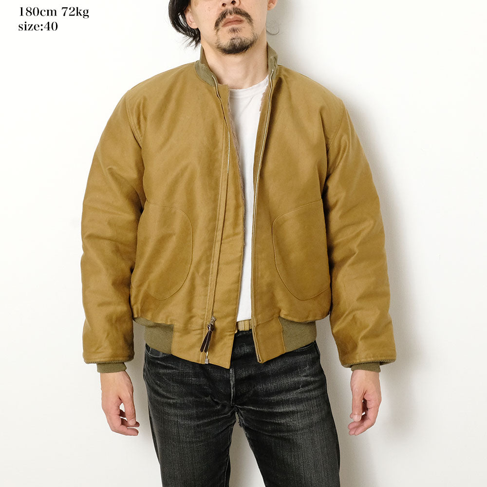 BUZZ RICKSON'S - Type DECK ZIP ALPACA AND WOOL PILE LINING - NAVY
