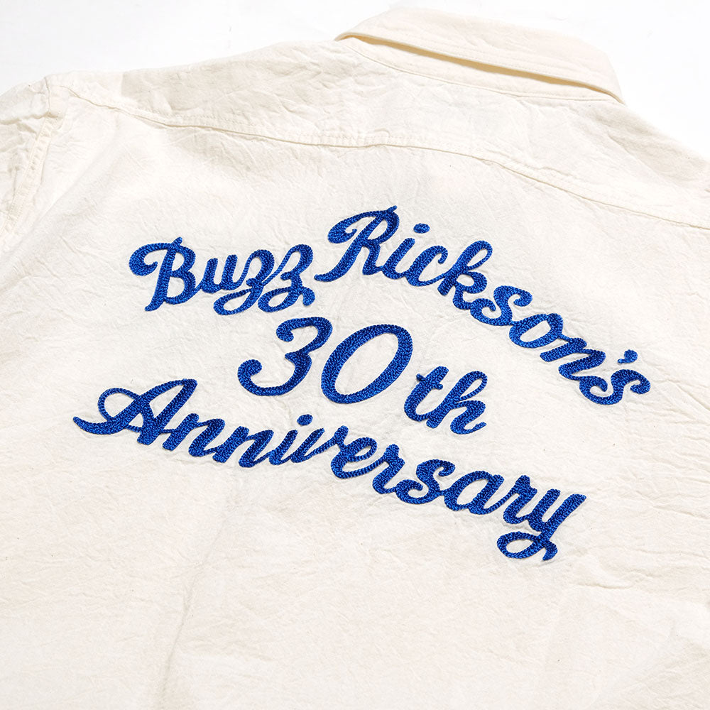 Buzz Rickson's - White Chambray Work Shirt - BUZZ RICKSON'S 30th ANNIVERSARY MODEL WITH EMBROIDERED - BR29185