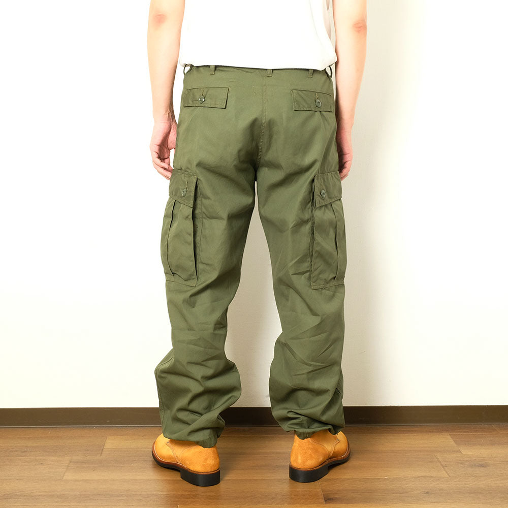 BUZZ RICKSON'S - TROUSERS, MEN'S, COTTON WIND RESISTANT POPLIN, OLIVE GREEN, ARMY SHADE 107 SHORT LENGTH - BR42500