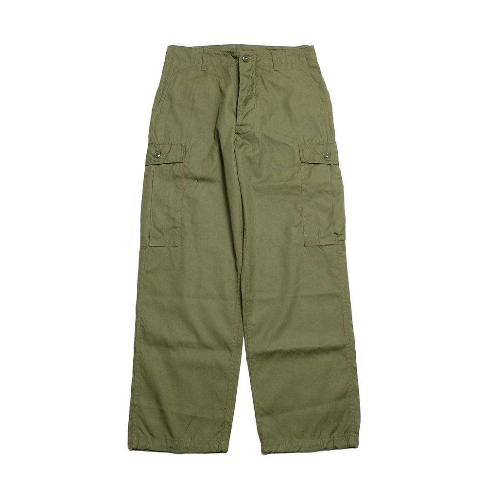 BUZZ RICKSON'S - TROUSERS, MEN'S, COTTON WIND RESISTANT POPLIN, OLIVE GREEN, ARMY SHADE 107 SHORT LENGTH - BR42500