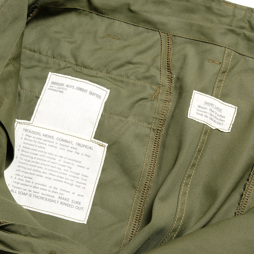 BUZZ RICKSON'S - TROUSERS, MEN'S, COTTON WIND RESISTANT POPLIN, OLIVE GREEN, ARMY SHADE 107 SHORT LENGTH - BR42500