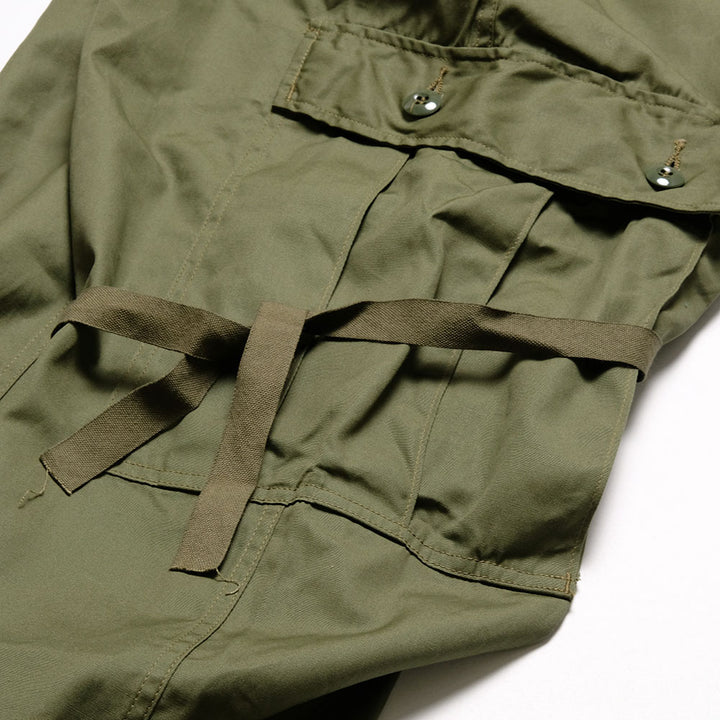 BUZZ RICKSON'S - TROUSERS, MEN'S, COTTON WIND RESISTANT POPLIN, OLIVE GREEN, ARMY SHADE 107 SHORT LENGTH - BR42500