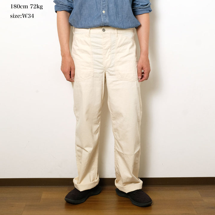 BUZZ RICKSON'S - TROUSERS, WORKING, WHITE TWILL - BR42635