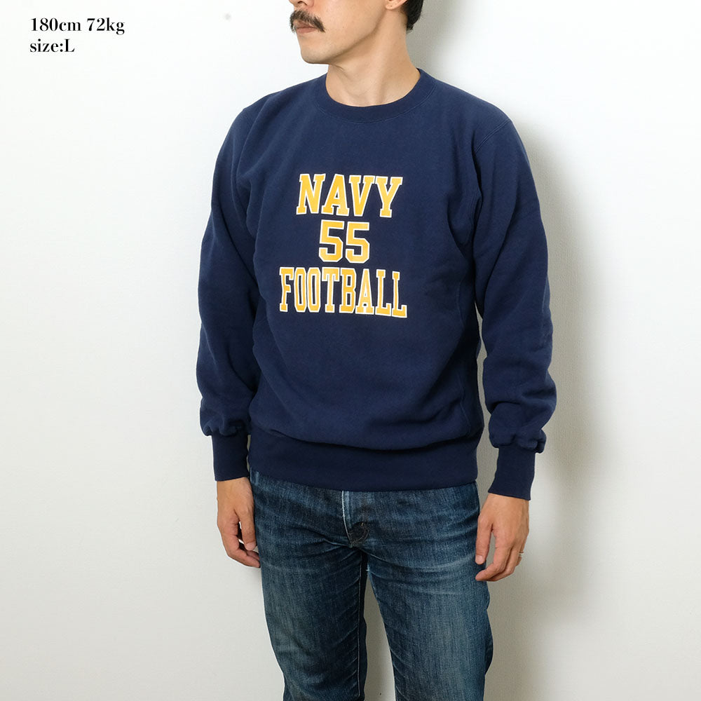 BUZZ RICKSON'S - HORIZONTAL KNITTING SWEAT SHIRT - NAVY FOOTBALL - BR69140